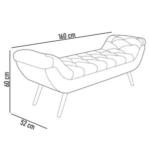 Puff Recamier Calçadeira 160cm Pés Palito Madeira Venêto P02 Bouclé Bege - Mpozenato