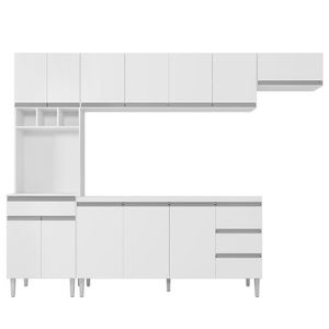 Cozinha Modulada 4 Peças Balcão Sem Tampo 160cm Andréia Branco - Ajl Móveis