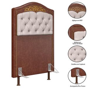 Cabeceira Cama Solteiro 90cm Com Calçadeira Baú Imperial J02 Facto Marrom-bege - Mpozenato