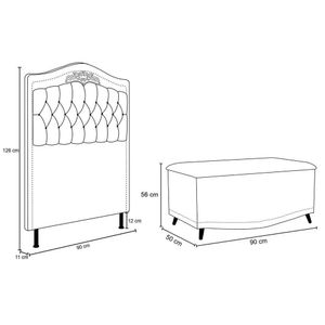 Cabeceira Cama Solteiro 90cm Com Calçadeira Baú Imperial J02 Veludo Vinho - Mpozenato
