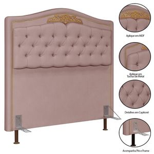 Cabeceira Cama Casal Queen 160cm Com Calçadeira Baú Imperial Veludo J02 Rosê - Mpozenato