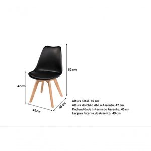 Conjunto Mesa Jantar Leda 90Cm 4Cadeiras Leda Saarinen Preta