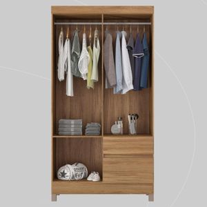 Kit Guarda Roupa Solteiro 4 Portas Lótus Cômoda Triunfo Amêndola Touch