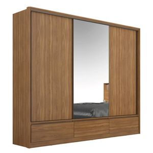 Guarda Roupa Casal 3 Portas Com Espelho E 7 Gavetas Lounge Amêndola Touch