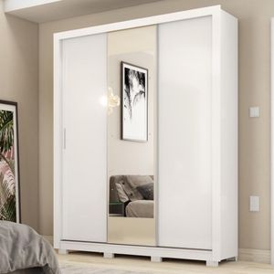 Guarda Roupa Casal 3 Portas Com Espelho E 2 Gavetas Vero Branco