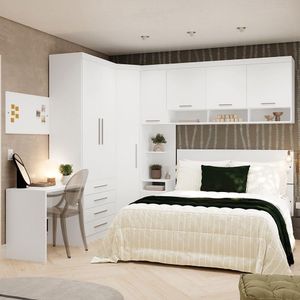 Quarto Canto Casal: Guarda-roupas, Cabeceira, Escrivaninha