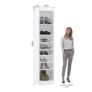 Guarda Roupa Sapateira Modulado 50cm 1 Porta Alpes Luciane Móveis Branco Pf Com Branco Pf