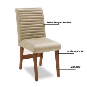Conjunto De Mesa 6 Cadeiras Tampo Giratório Cedro/areia Cedro / Off White