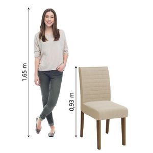 Conjunto Com 2 Cadeiras Estofada Sala De Jantar Onix Creta Cedro / Areia Dobuê Cedro