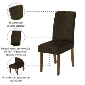 Conjunto Com 2 Cadeiras Estofada Sala De Jantar Grécia Cedro / Marrom Dobuê Cedro