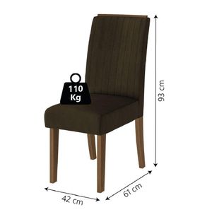 Conjunto Com 4 Cadeiras Estofada Sala De Jantar Grécia Cedro/Marrom Dobuê Cedro