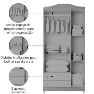 Guarda Roupas Infantil Para Quarto Bebê 3 Portas 2 Gavetas Lara Branco J&a Branco