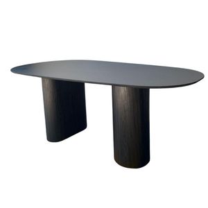 Mesa De Jantar Orgânica 244x137cm Com Duas Bases Cor ébano