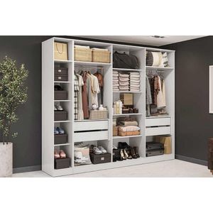 Guarda Roupa Closet Casal Adapt 2 Peças (1 Aberto + 1 Módulo Aberto) Qcm71 Branco - Kappesberg
