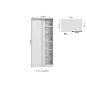 Guarda Roupa Modulado Canto Reto Adapt N530 C- 1 Porta Nogueira-branco - Kappesberg