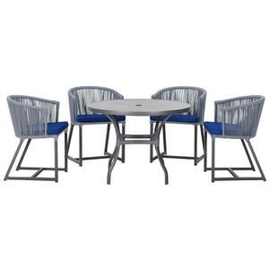 Mesa Com 4 Cadeiras E Noronha Estofado 10 Trama  Prata