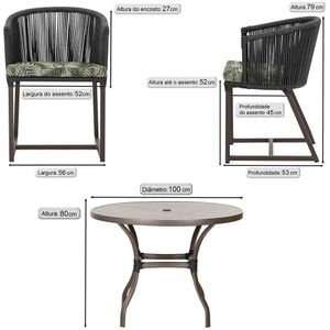 Mesa Com 4 Cadeiras E Noronha Estofado 5 Trama Original Preto