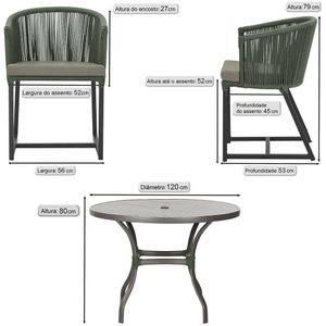 Mesa E 6 Cadeiras E Noronha Preto E8 Trama Original Verde