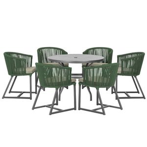 Mesa E 6 Cadeiras E Noronha Preto E8 Trama Original Verde
