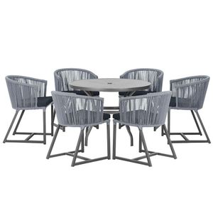 Mesa E 6 Cadeiras E Noronha Preto E12 Trama Original Prata
