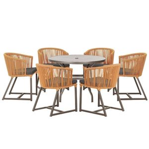 Mesa Com 6 Cadeiras Jantar Noronha Marrom E11 Trama Original Terra Cota