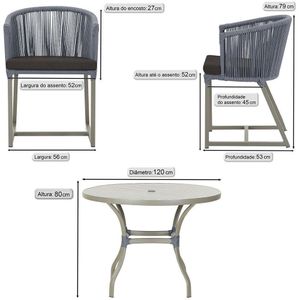 Mesa e 6 Cadeiras De Jantar Noronha Fendi E9 Trama Original Prata