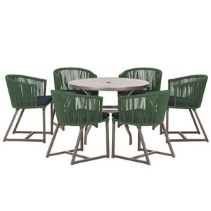 Mesa Com 6 Cadeiras De Jantar Noronha E12 Trama Original Verde