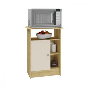 Balcão Multiuso Gramado 1 Porta Wood Com Off White Atualle