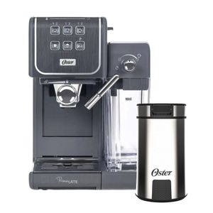Compre Cafeteira Espresso Oster PrimaLatte Cinza e Ganhe Moedor de Café Oster Inox OMDR100