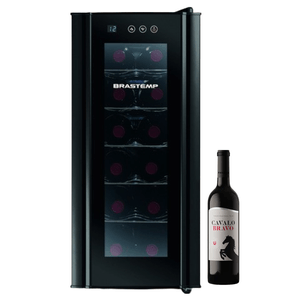 Compre Adega Brastemp 12 Garrafas com Painel Touch BZC12BE e Ganhe 12 Unidades do Vinho Tinto Português Cavalo Bravo 750ml