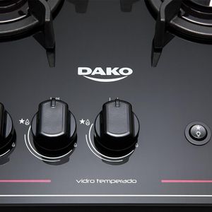 Fogão 4 bocas Dako Magister Preto com Mesa de Vidro e Mega Chama - Bivolt