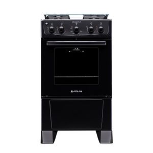 Fogão 4 bocas Atlas Mônaco Plus Preto com Acendimento Automático e Mesa Inox