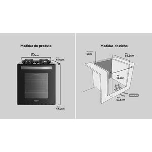Fogão de Embutir 4 Bocas Preto com Mesa de Vidro Dako Supreme Bivolt
