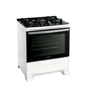 Fogão 5 Bocas Branco com Mesa de Vidro e Tripla Chama Dako Novo Supreme Glass Bivolt