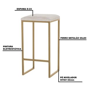 Banqueta Decorativa Billie Base Gold Suede Bege G41 - Gran Belo