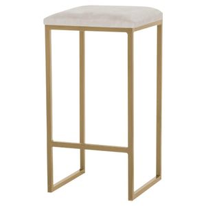 Banqueta Decorativa Billie Base Gold Suede Bege G41 - Gran Belo