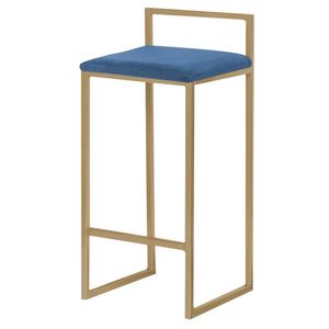 Banqueta Decorativa Selena Base Gold Suede Azul Marinho G41 - Gran Belo