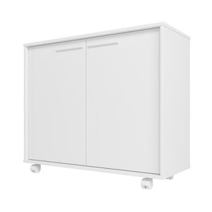 Balcão em MDP com 2 Portas 2 Prateleiras e 4 Pés com Rodízios BRV Móveis - Branco