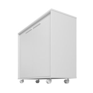 Balcão em MDP com 2 Portas 2 Prateleiras e 4 Pés com Rodízios BRV Móveis - Branco