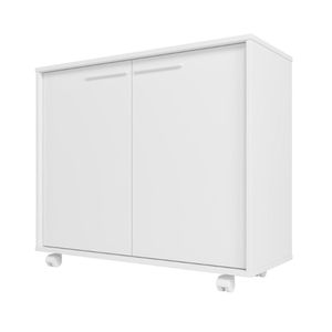 Balcão em MDP com 2 Portas 2 Prateleiras e 4 Pés com Rodízios BRV Móveis - Branco