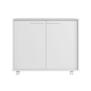 Balcão em MDP com 2 Portas 2 Prateleiras e 4 Pés com Rodízios BRV Móveis - Branco