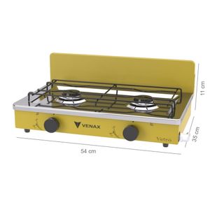 Fogao a Gas Portatil 2 Bocas Venax Flamalar Vetro Amarelo