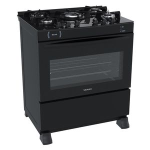 Fogao a Gas 5 Bocas Venax Gaudi Vitreo Preto