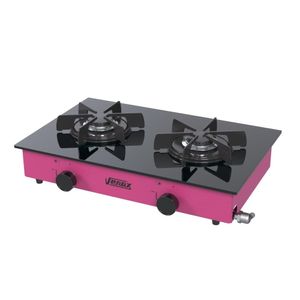 Fogao a Gas Portatil 2 Bocas Venax Flamalar Vitreo Pink