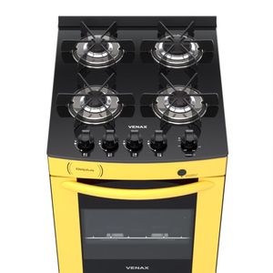 Fogao a Gas 4 Bocas Venax Delplus Vitreo BL Amarelo