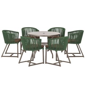 Mesa E 6 Cadeiras E Noronha Marrom E9 Trama Original Verde