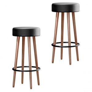 Kit Conjunto 2 Banquetas Malibu Pés Palito Estofado Para Area Gourmet Cozinha Bar Balcao Bistro Courino Preto Eli Móve