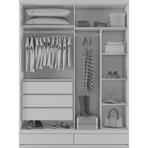 Guarda-roupa Solteiro 4 Portas 5 Gavetas Mdf - Paris-nature - Bianchi Móveis