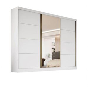 Guarda-roupa 1 Portas Espelhada Mdf 6 Gavetas - Bergamo-branco - Bianchi Móveis