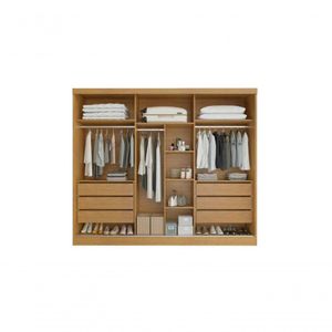 Guarda-roupa 1 Portas Espelhada Mdf 6 Gavetas - Bergamo-nature - Bianchi Móveis
